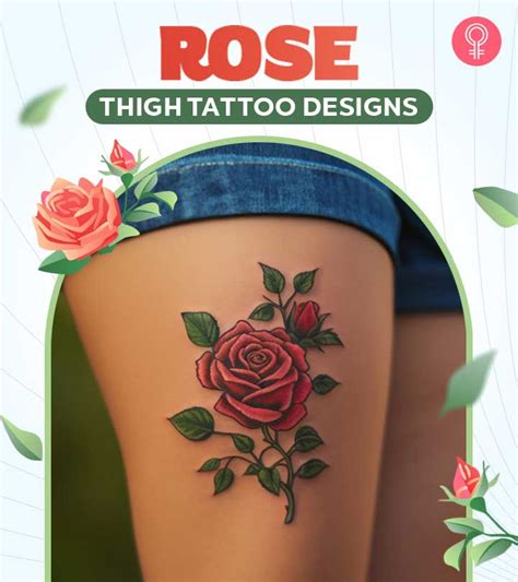 rose hip bum and thigh tattoos|30 Sexy & Beautiful Rose Thigh Tattoos in 2024